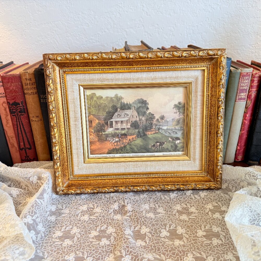 SOLD 1960's Currier & Ives "American Homestead Summer" Framed Lithograph - Picture 3 of 11